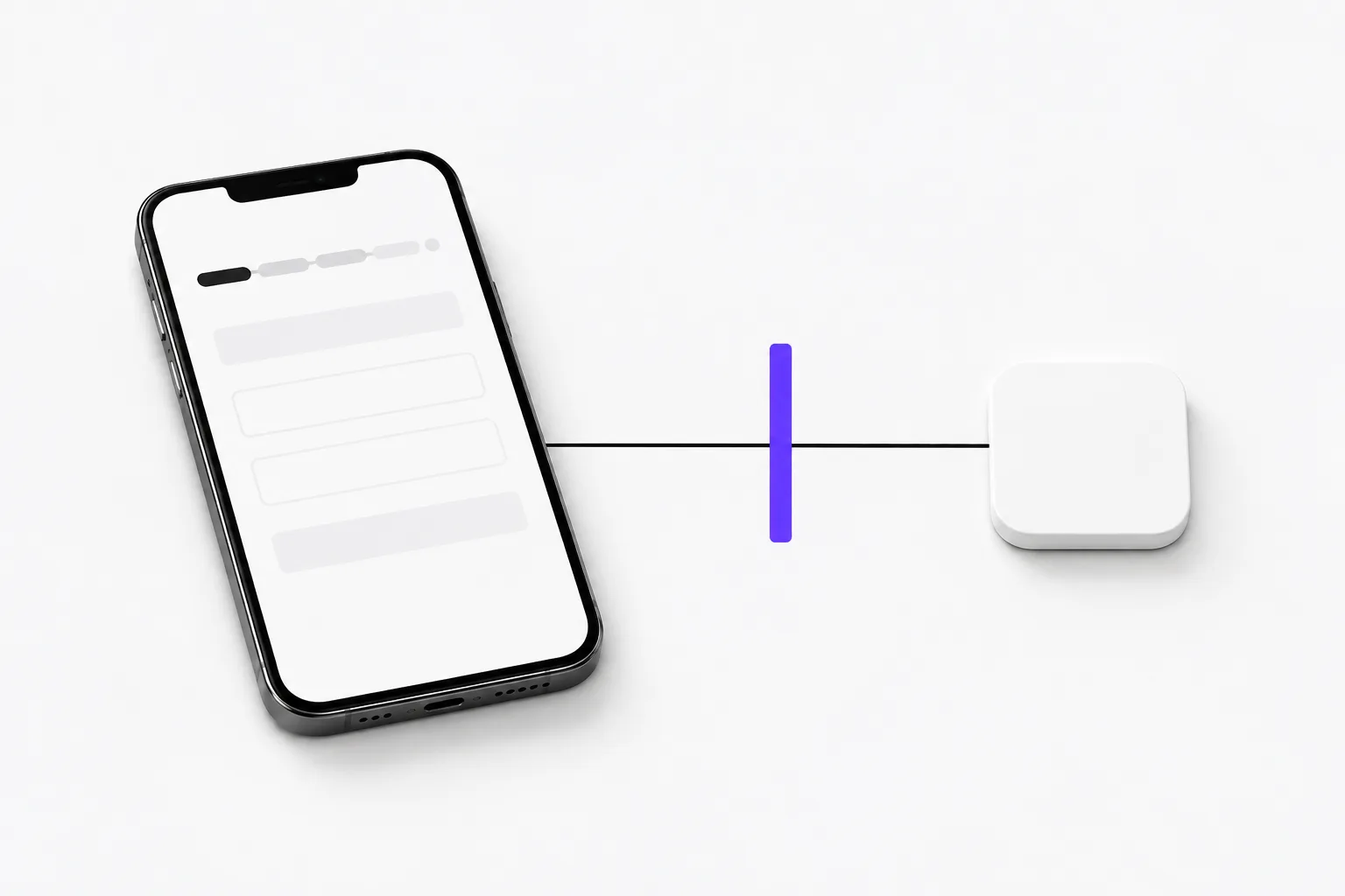 A phone showing a medical intake form, with the line from the phone to an ad-network tile cut by a barrier